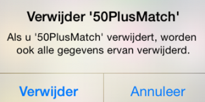 50plusmatch app verwijderen definitief IOS