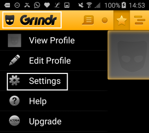 Grindr menu