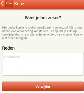 Knuz app reden van uitschrijven