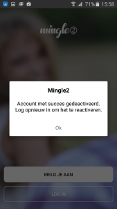 Mingle account opgeheven