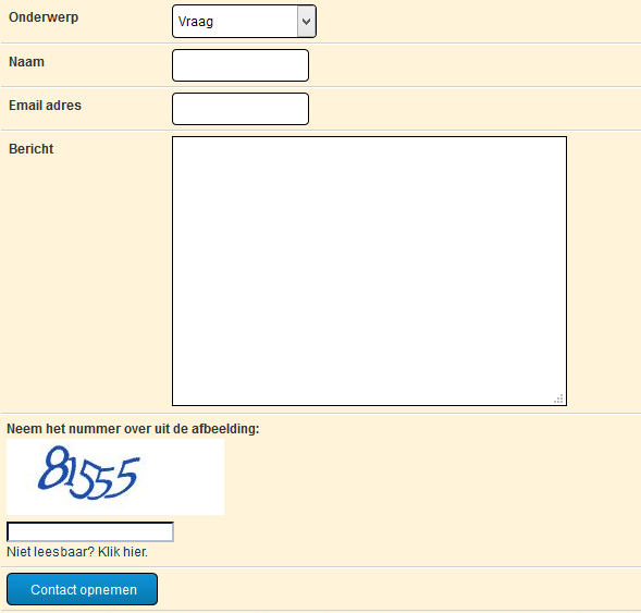 Contactplaats contactformulier