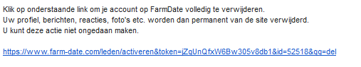 FarmDate definitief verwijderen